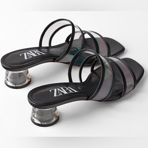 Zara 37 6.5 PVC and Black trim sandals